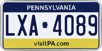 PA license plate LXA4089