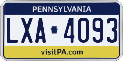PA license plate LXA4093