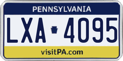 PA license plate LXA4095