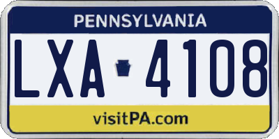 PA license plate LXA4108