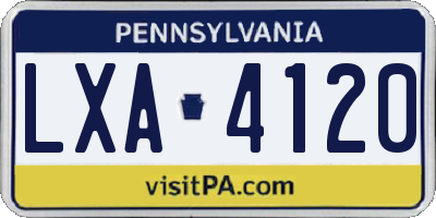 PA license plate LXA4120