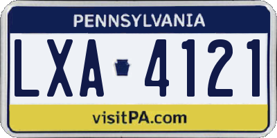 PA license plate LXA4121