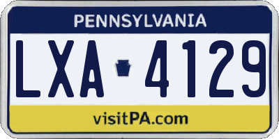 PA license plate LXA4129