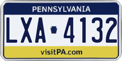 PA license plate LXA4132