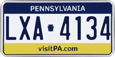 PA license plate LXA4134