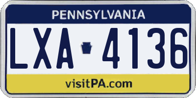 PA license plate LXA4136