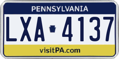 PA license plate LXA4137
