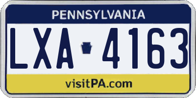 PA license plate LXA4163