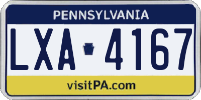 PA license plate LXA4167