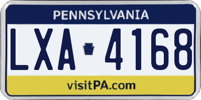 PA license plate LXA4168