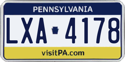 PA license plate LXA4178