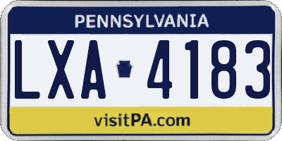 PA license plate LXA4183