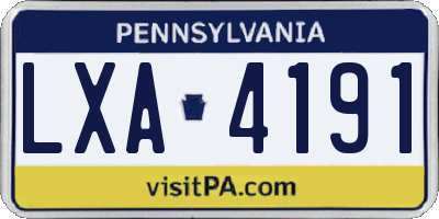 PA license plate LXA4191