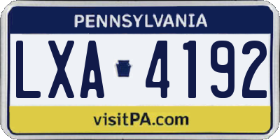 PA license plate LXA4192
