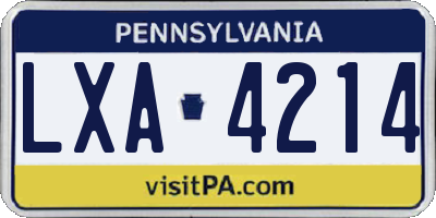 PA license plate LXA4214