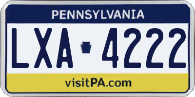 PA license plate LXA4222