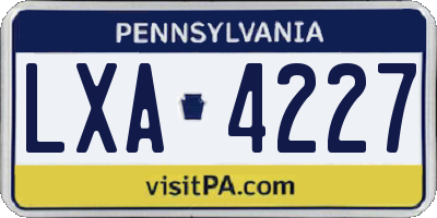 PA license plate LXA4227