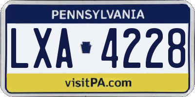 PA license plate LXA4228