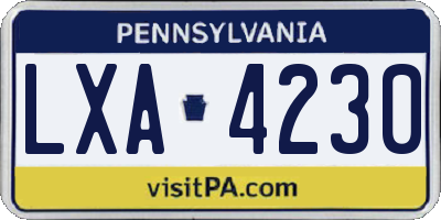 PA license plate LXA4230