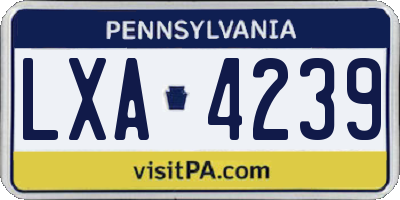 PA license plate LXA4239