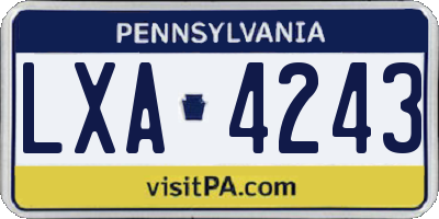 PA license plate LXA4243