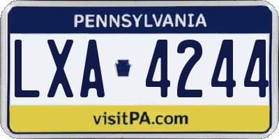 PA license plate LXA4244