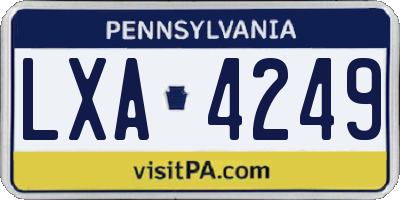 PA license plate LXA4249