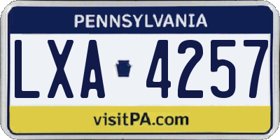 PA license plate LXA4257