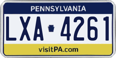 PA license plate LXA4261