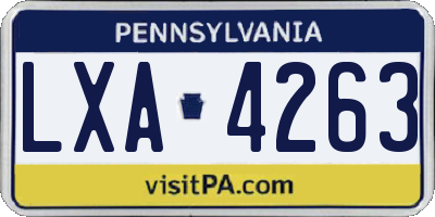 PA license plate LXA4263
