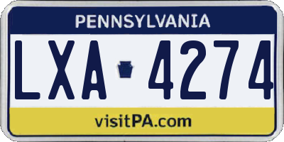 PA license plate LXA4274