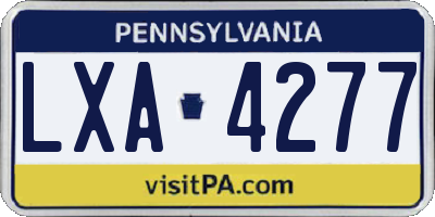 PA license plate LXA4277