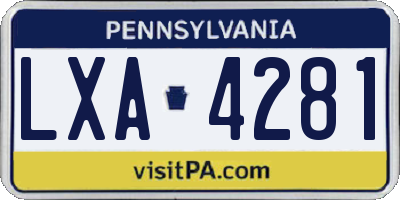 PA license plate LXA4281