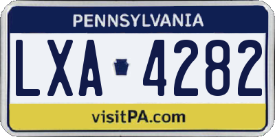 PA license plate LXA4282