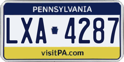 PA license plate LXA4287