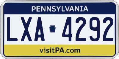 PA license plate LXA4292