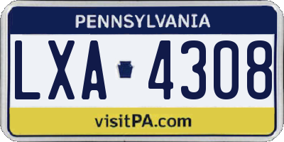 PA license plate LXA4308