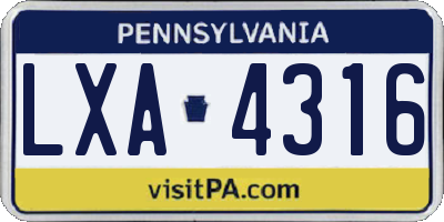 PA license plate LXA4316
