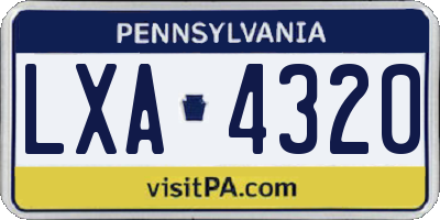 PA license plate LXA4320