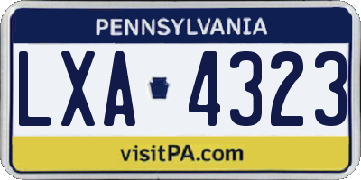 PA license plate LXA4323