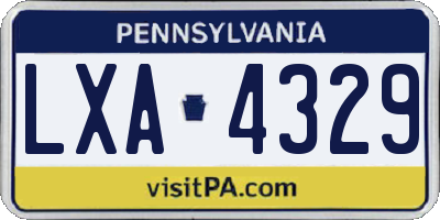 PA license plate LXA4329