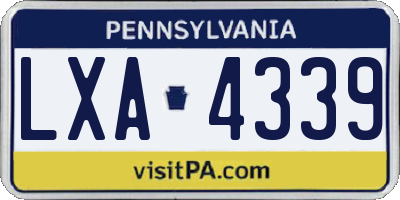 PA license plate LXA4339