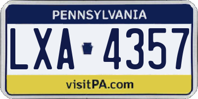 PA license plate LXA4357