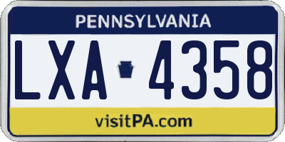PA license plate LXA4358