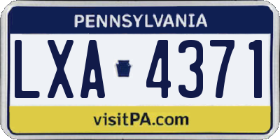 PA license plate LXA4371