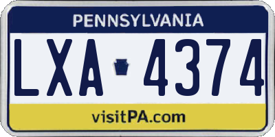 PA license plate LXA4374