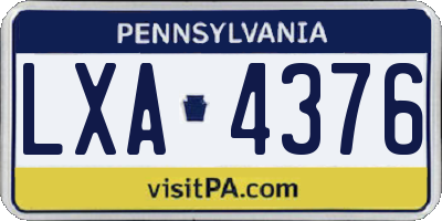 PA license plate LXA4376