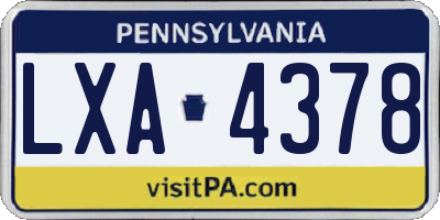PA license plate LXA4378