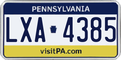 PA license plate LXA4385