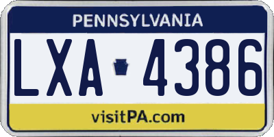 PA license plate LXA4386